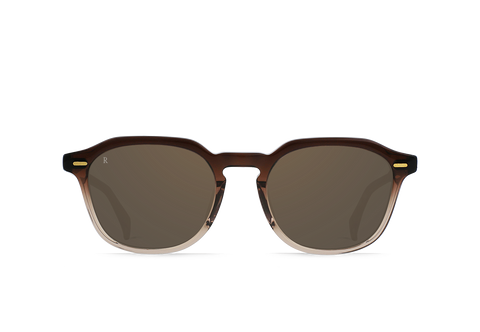 Raen Clyve Polarized Angular Round Sunglasses - Seirra Brown Gradient/Smoke Hipro Bronze