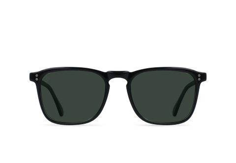 Raen Wiley Mens Square Sunglasses - Crystal Black/Green Polarized