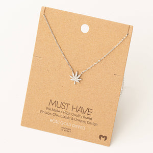 Jewel Cannabis Pendant Necklace: S