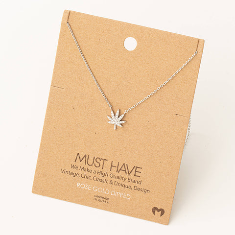 Jewel Cannabis Pendant Necklace: S