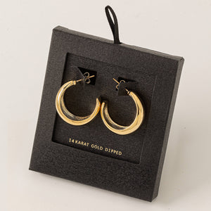 Secret Box Gold Dipped Open Hoop Earrings