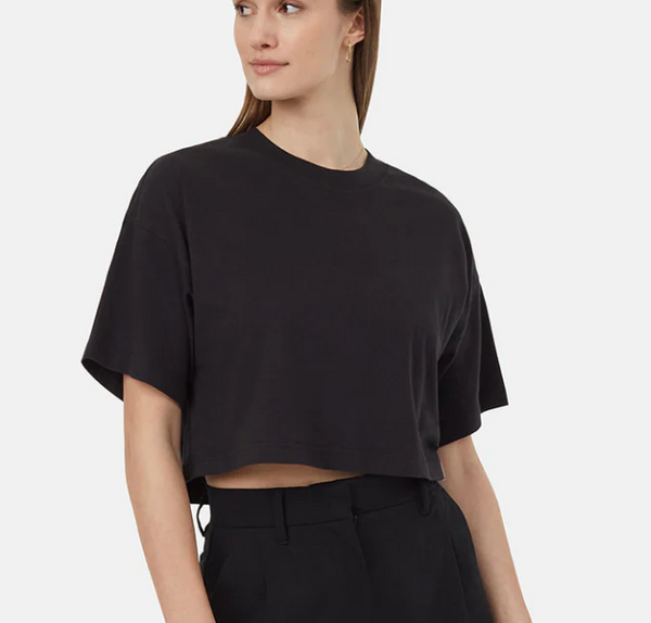 W Cotton Oversized Crop T-Shir