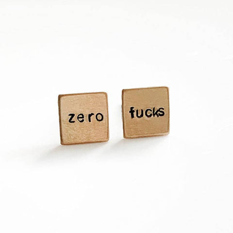 Grey Theory Mill Zero Fucks Stud Earrings