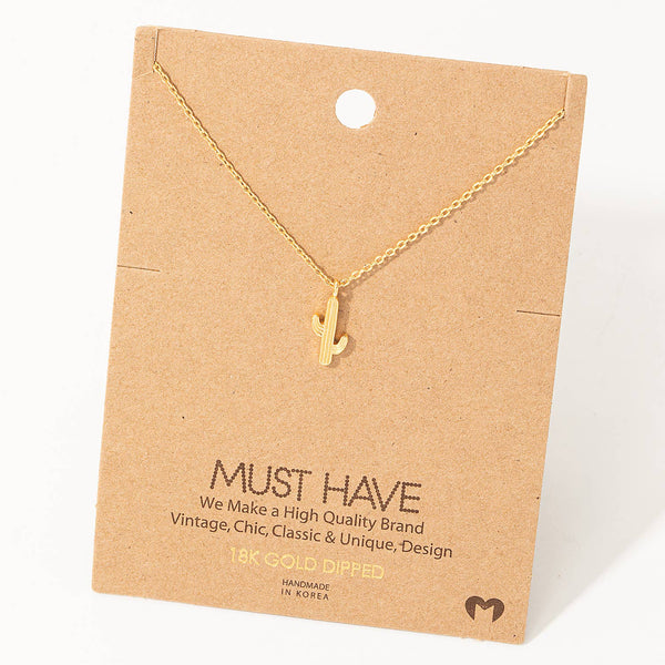 Dainty Cactus Pendant Necklace: G